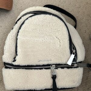 Michael Kors White Shearling Backpack